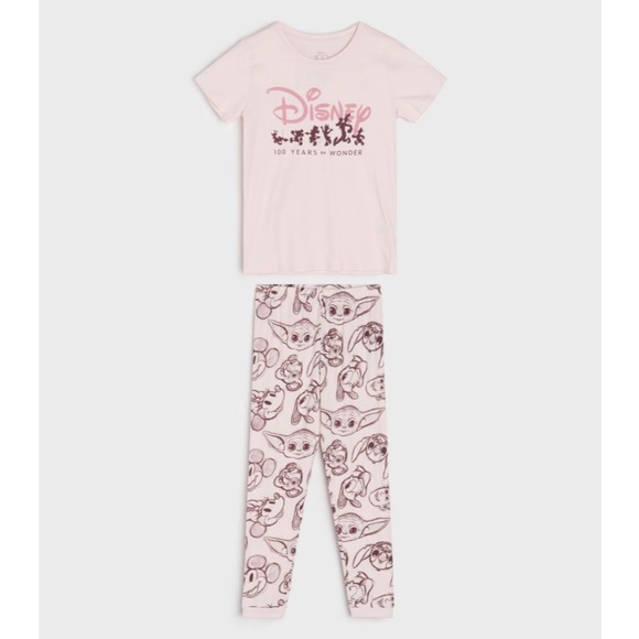 NWT Disney 100 Mickey Mouse Kids Girls Cotton Pajama Set Pink - Picture 2 of 6